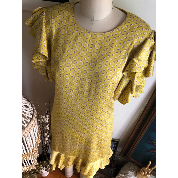 Kate Spade Yellow ruffle sleeve shift dress - Picture 6 of 16